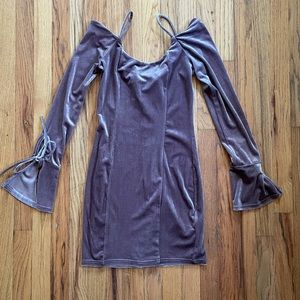 Lavender velvet mini longsleeve dress